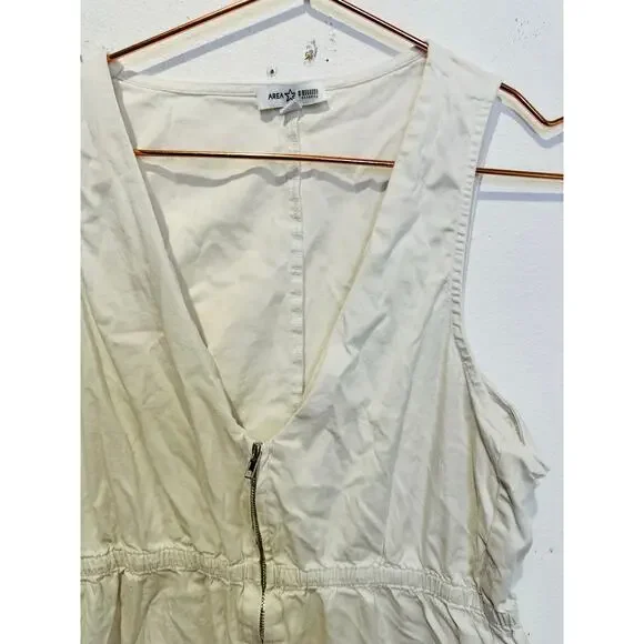 AREA STARS White Cotton Waist Cinching Sleeveless Jean A-Line Dress Size Medium - Picture 6 of 10